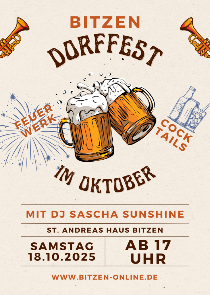 Flyer mit Einladung zum Dorffest am 18.10.2025