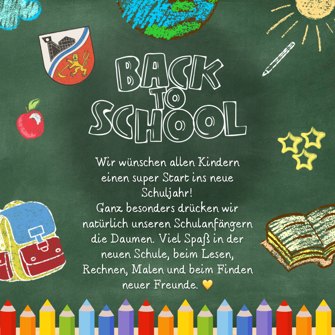 Flyer mit Glückwünschen zum Schulbeginn