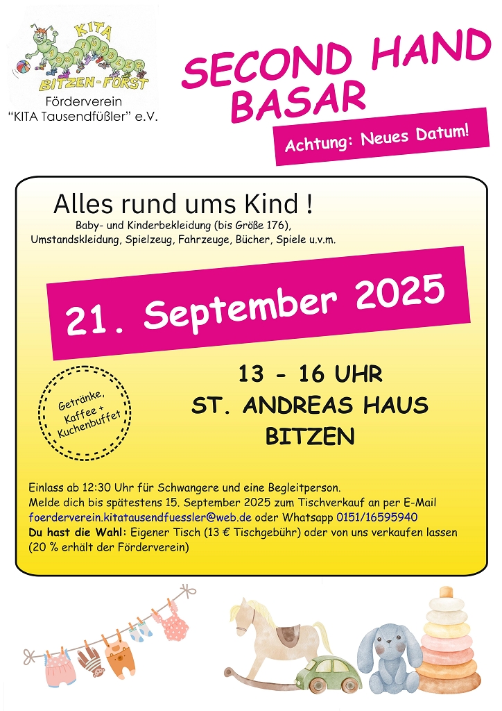 Flyer mit Einladung zum Herbstbasar am 21.09.2025
