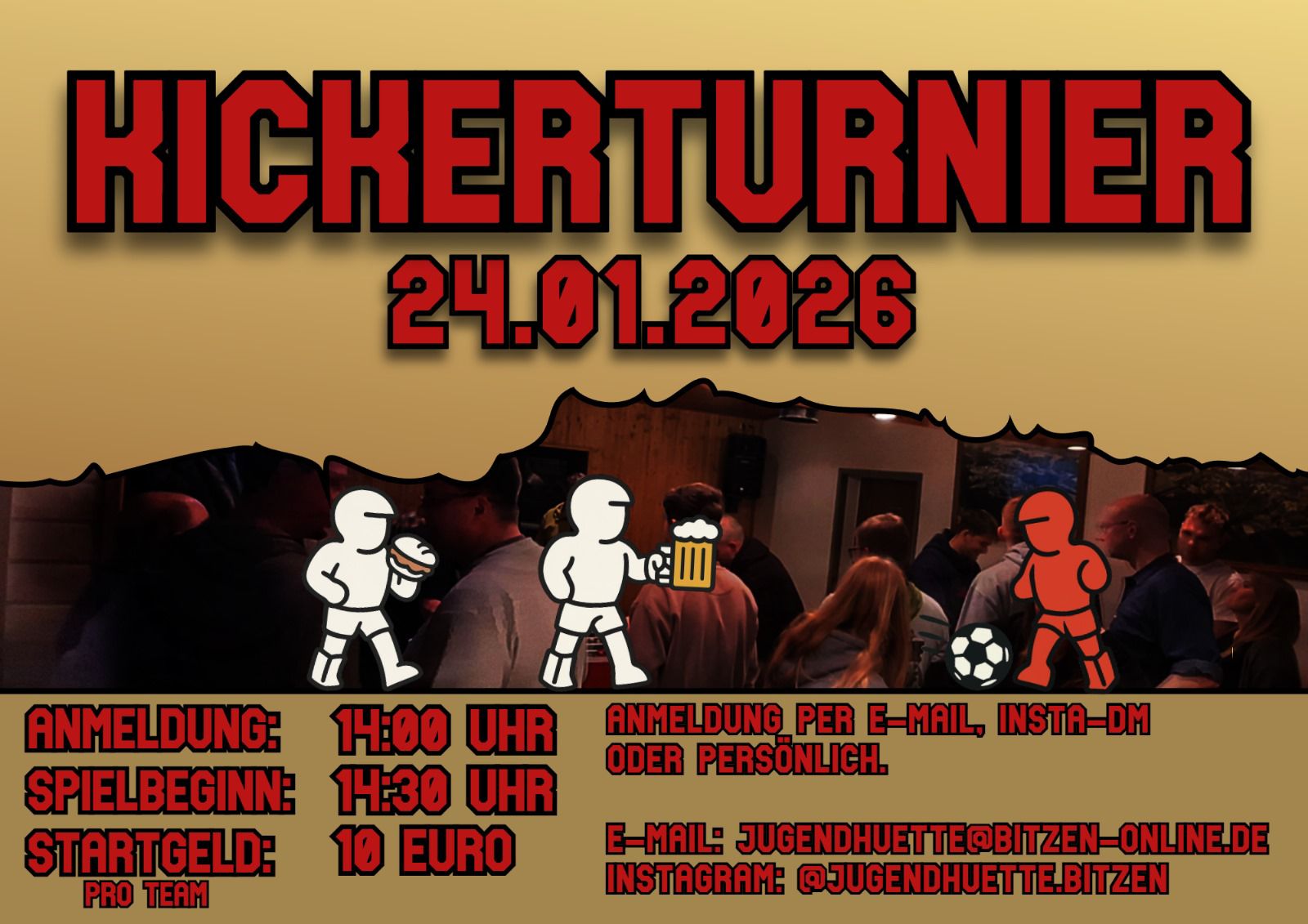 Flyer mit Einladung zum Kickerturnier