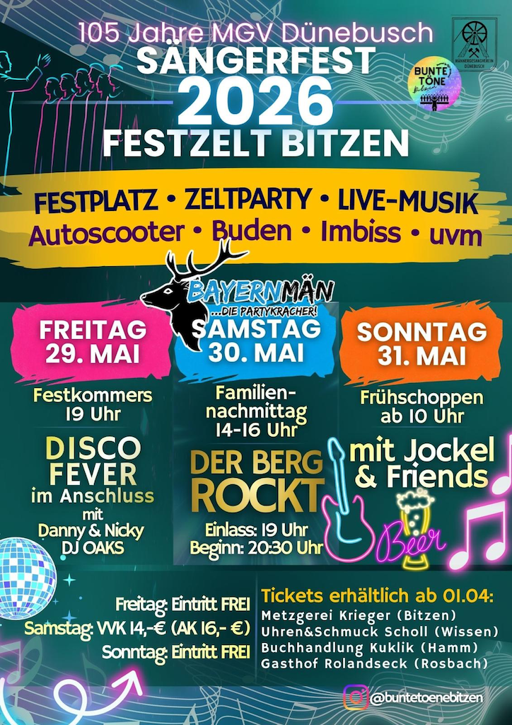 Flyer mit Programm des Sängerfestes