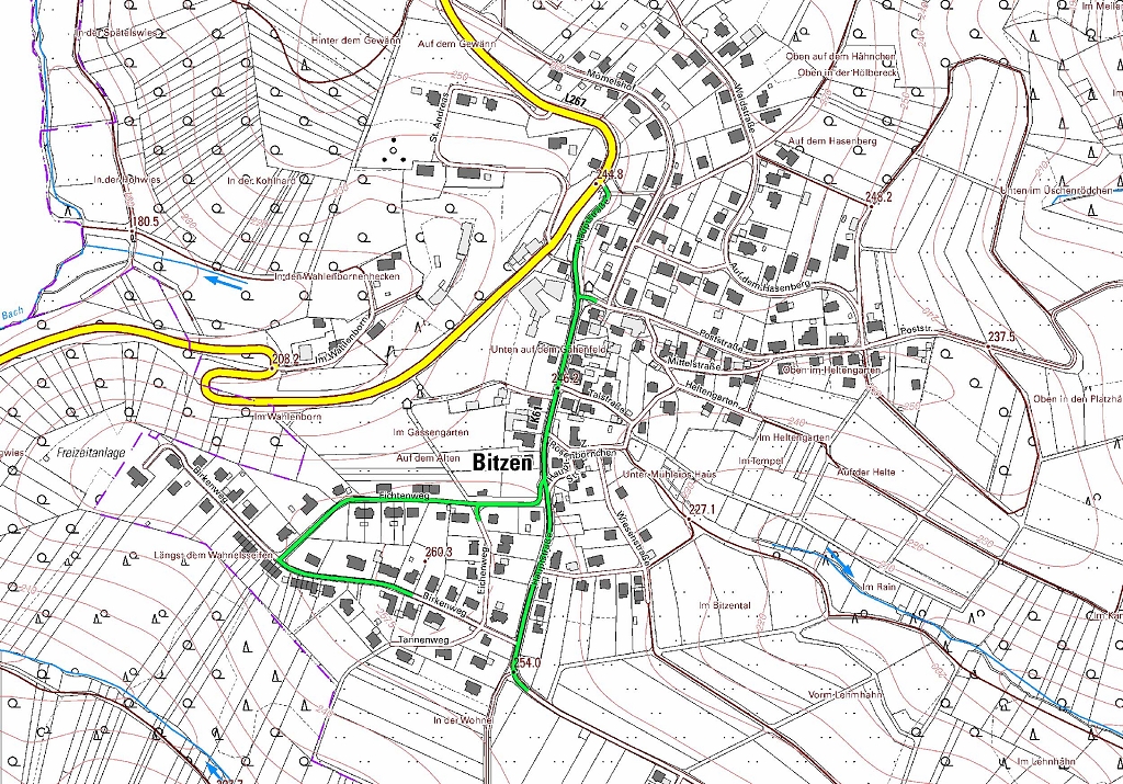 Karte der geplanten Straßenbaumaßnahme
