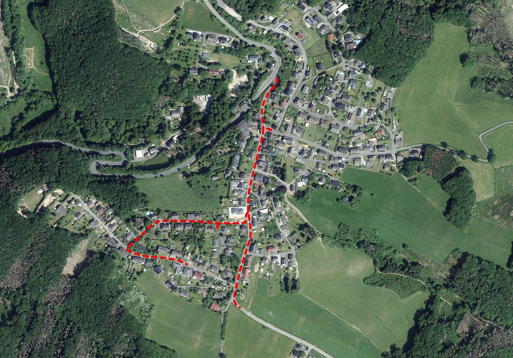 Luftbild der geplanten Straßenbaumaßnahme