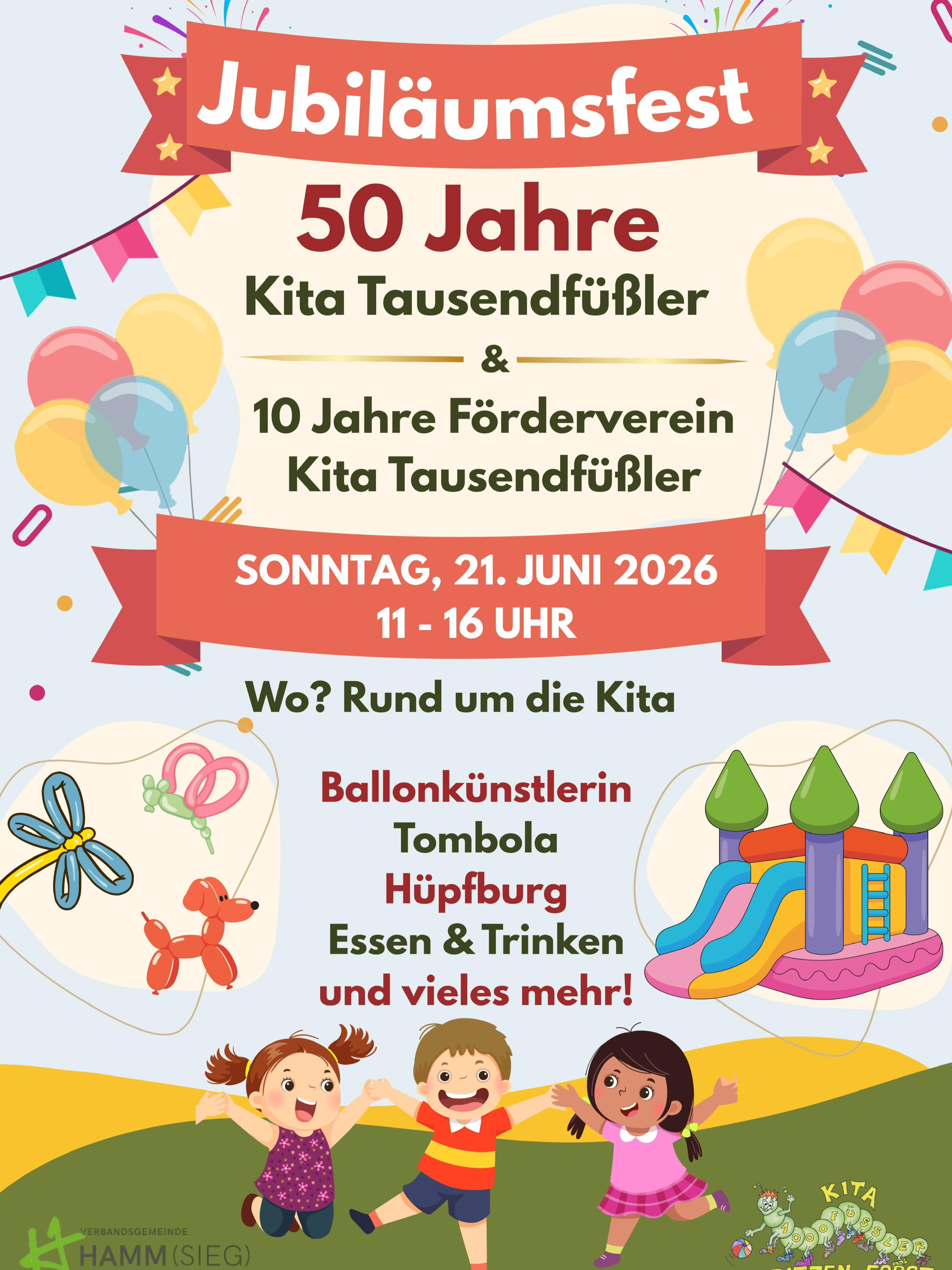 Flyer zur Jubiläumsfeier der Kindergartens in Bitzen