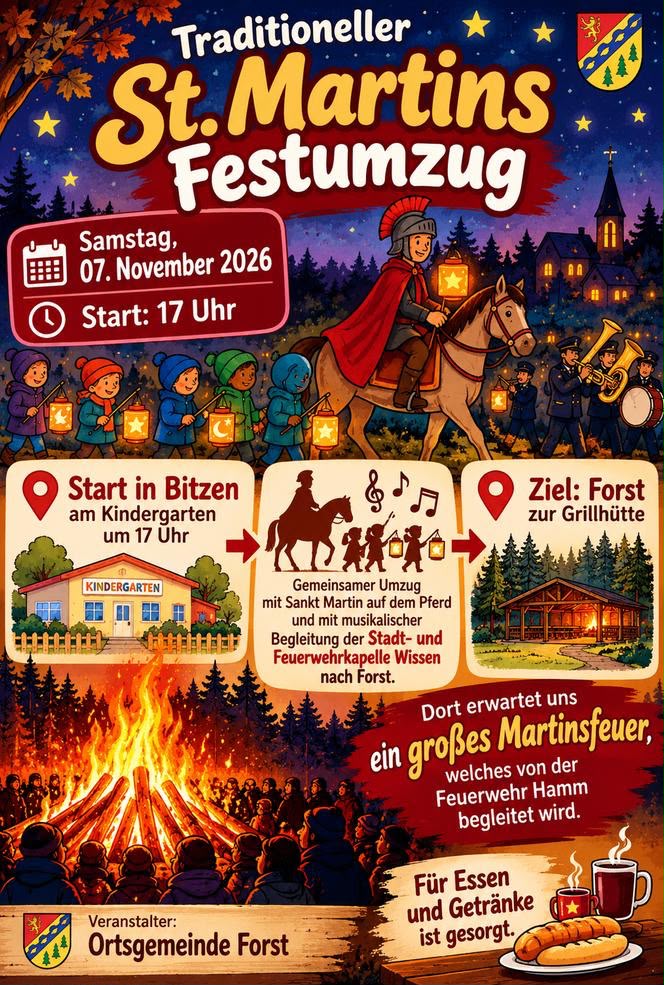 Flyer mit Ankündigung des St.Martin Umzugs